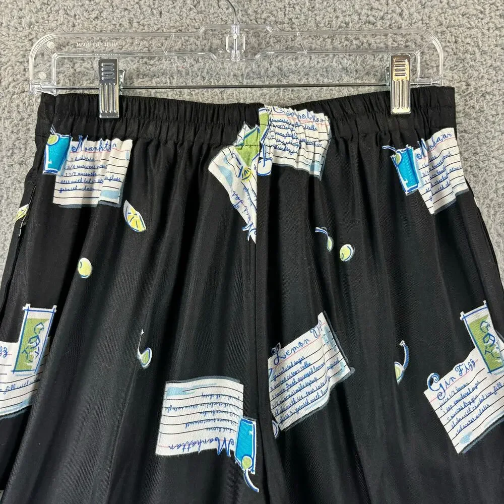 90s Novelty Pant Medium Artsy Ecclectic Retro AOP Wide Leg Crop Holly Lane VTG - Picture 7 of 15